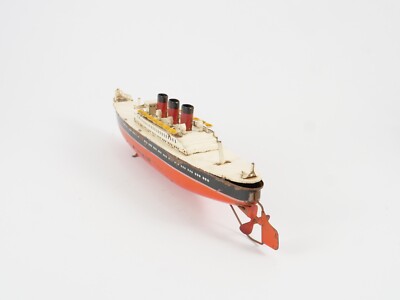 JOUET ANCIEN EN Tôle Bateau Paquebot Mécanique Style Bing Fin XIXe