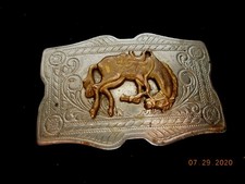 Small Size Belt Buckle Bucking Bronco marked Nickel Silver, all non-magnetic