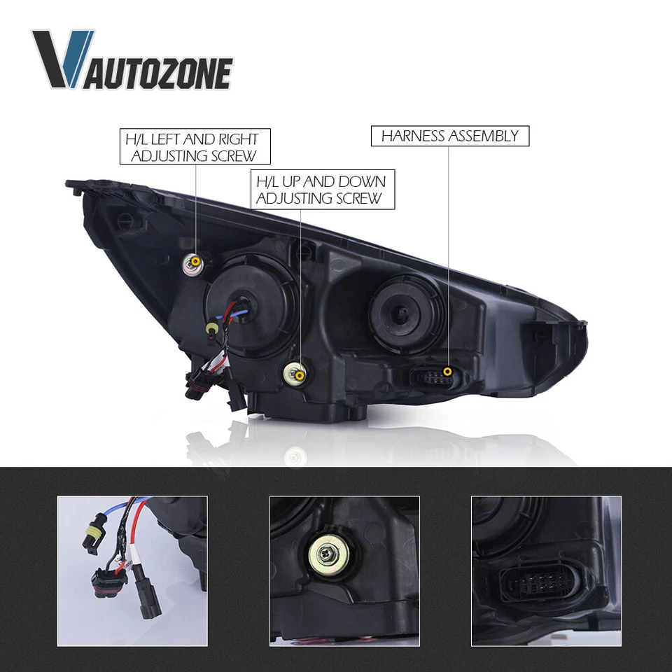 Pair LED Projector Headlights For 2015-2018 Ford Focus DRL Sequential Indicators - image 4 of 4