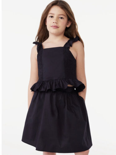 Scoop NYC Girls Black Flutter Sleeve Top And Pull-On Skirt Set Size Large (10-12