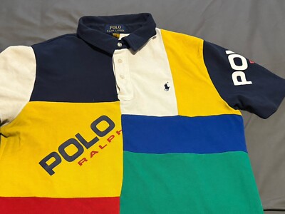 POLO RALPH LAUREN SPORT CLASSIC COLOR BLOCK SHORT SLEEVE SHIRT SZ