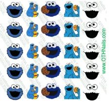 Cookie Monster Waterslide Nail Decals Set of 25 Salon Quality