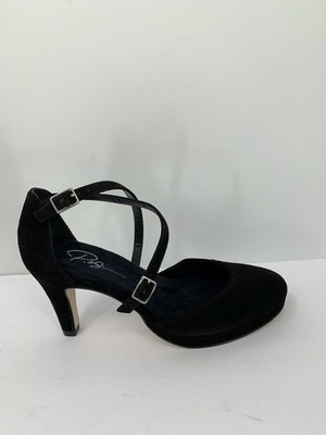 Ros Hommerson Pammy pump heel shoe black suede criss cross platform strap new 8