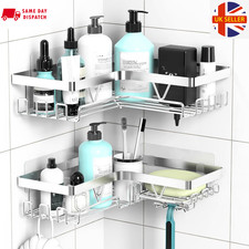 2-Pack Bathroom Shower Corner Shelf Caddy Wall Storage & Organizer Rack UK