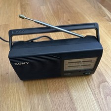 Vintage Sony ICF-24 FM/AM 2 Band Portable Radio Battery or Corded TESTED WORKING