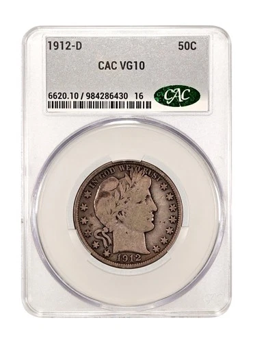 1912 D Barber Half CACG VG10 - Solid and Problem Free!
