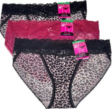 Maidenform 3-Pack Bikini LACE Underwear Panty Nylon Blend Animal Print Size L/7