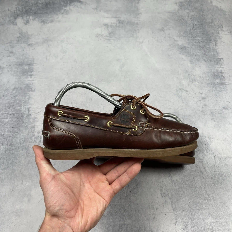 Zapatos Mocasines Timberland Vintage Cuero Marrón Barco Para Mujer Talla 8 Topsiders Foto 2 de 4