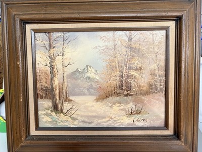 Vintage original oil On Canvas F. Holzer /certificate on back 24x20 Walnut Frame