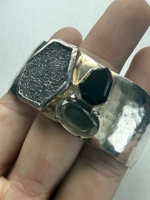 Silpada Sterlingsilber ''Kristallhöhle'' Druzy/Quarz 7,85'' Armreif Armband - 39,2 g