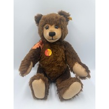 Steiff Original Teddy Bear 011108 Brown Mohair Plush 16 Inch Germany Button Ear