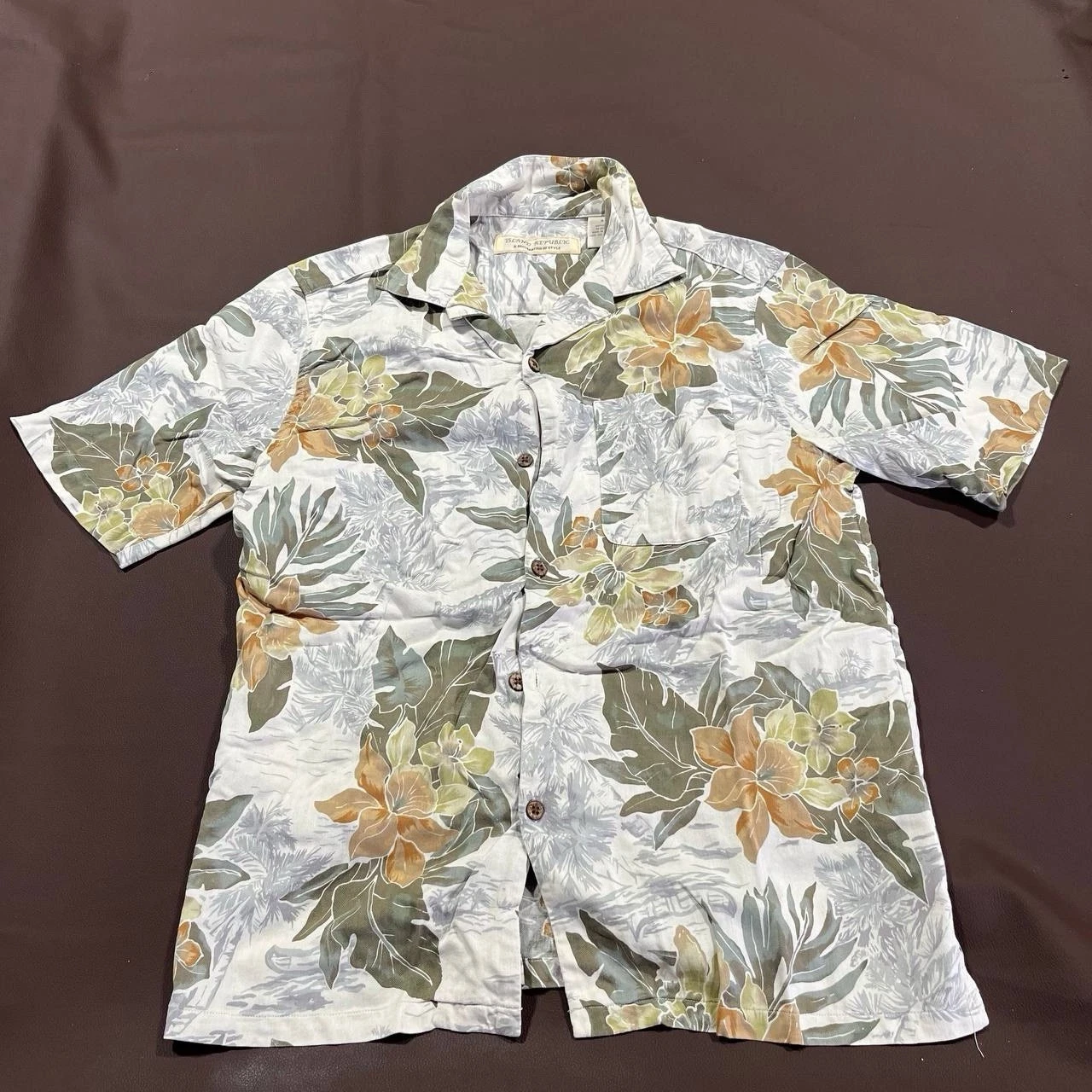 Island Republic Silk Hawaiian Shirt Floral Mens S Button Up Aloha