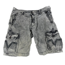 Affliction Vintage Premium MMA Y2K Cargo Shorts 38 Distressed Patches Gray 38