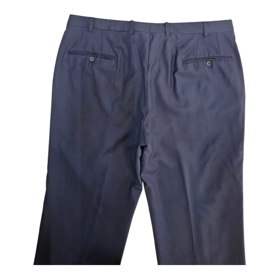 Pantalones de vestir Hickey Freeman de lujo silenciosos para hombre 38 pantalones a medida de lana azul marino... Foto 2 de 4