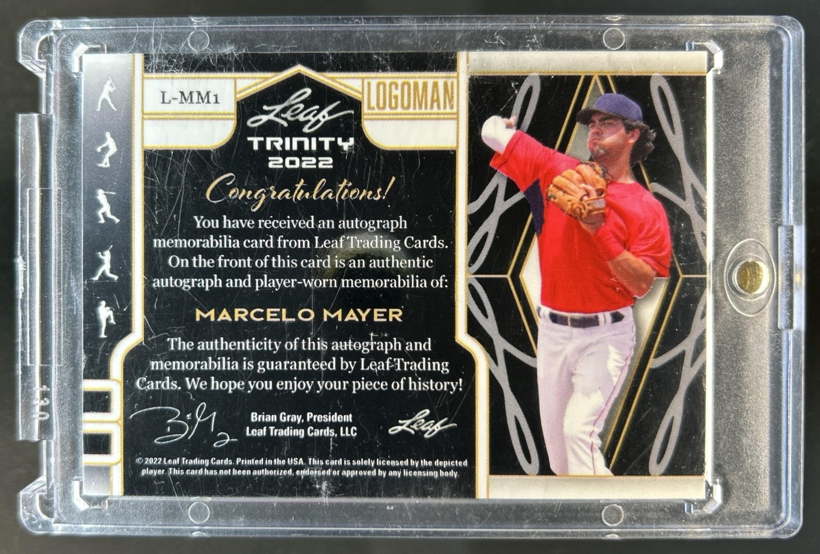 2022 Leaf Trinity Marcelo Mayer Logoman Patch Auto Silver Spectrum #1/1 view 2