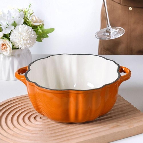 Enamel Pot Pumpkin Shaped Enamel Soup Pot Induction Cooker Universal - Picture 9 of 17