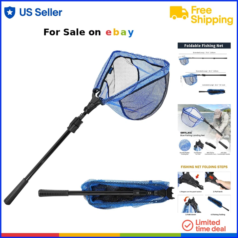 Faltbares Fischernetz Fiberglas Teleskopgriff gummibeschichtet einfacher Fang