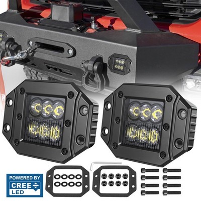 2Pc For RAM 1500 2500 5'' Flush Mount Cree LED Pods Work Light Bar Combo Driving