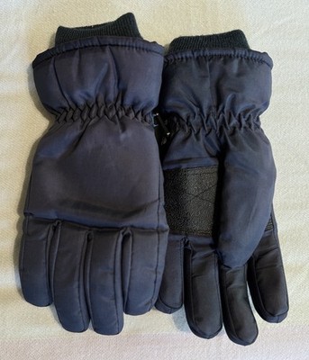 Thinsulate Mens Gloves Navy Sz Large Clip Logo Elastic Wrist Lined Warm Winter