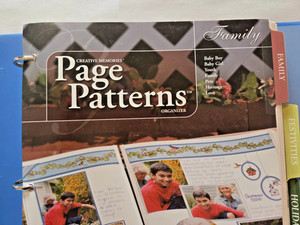 Creative Memories CM BLUE PAGE PATTERNS ORGANIZER BINDER FILLED OVER 200 PAGES