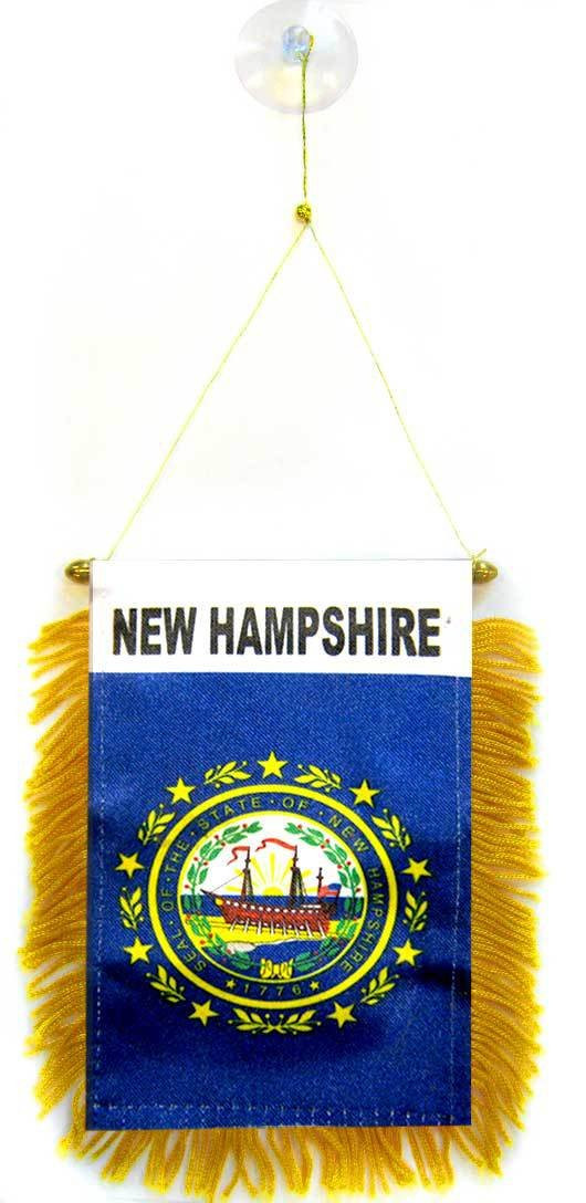Gagliardetto NEW HAMPSHIRE 15x10cm con ventosa - BANDIERINA per auto (P5o)
