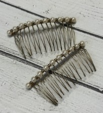 Vintage Pearl Hair Combs Set Gold Tone Faux Pearl Bridal Prom Y2K - Ivory Classy