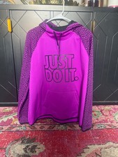Nike Therma Fit Just Do It Spellout Hoodie Sweats Purple Women's XLarge