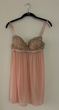 Cosabella Pink Babydoll Chemise SZ 2 /XS  Nighty Lace Adjustable Strap  9033