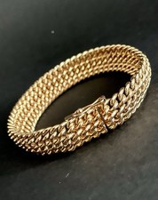 Magnifique Gourmette BRACELET Plaqué Or Maille AMÉRICAINE Bijoux Joaillerie 45gr