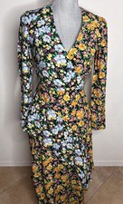 Maje Roen Floral Asymmetrical Hem Faux Wrap Midi Dress Size 1 Small
