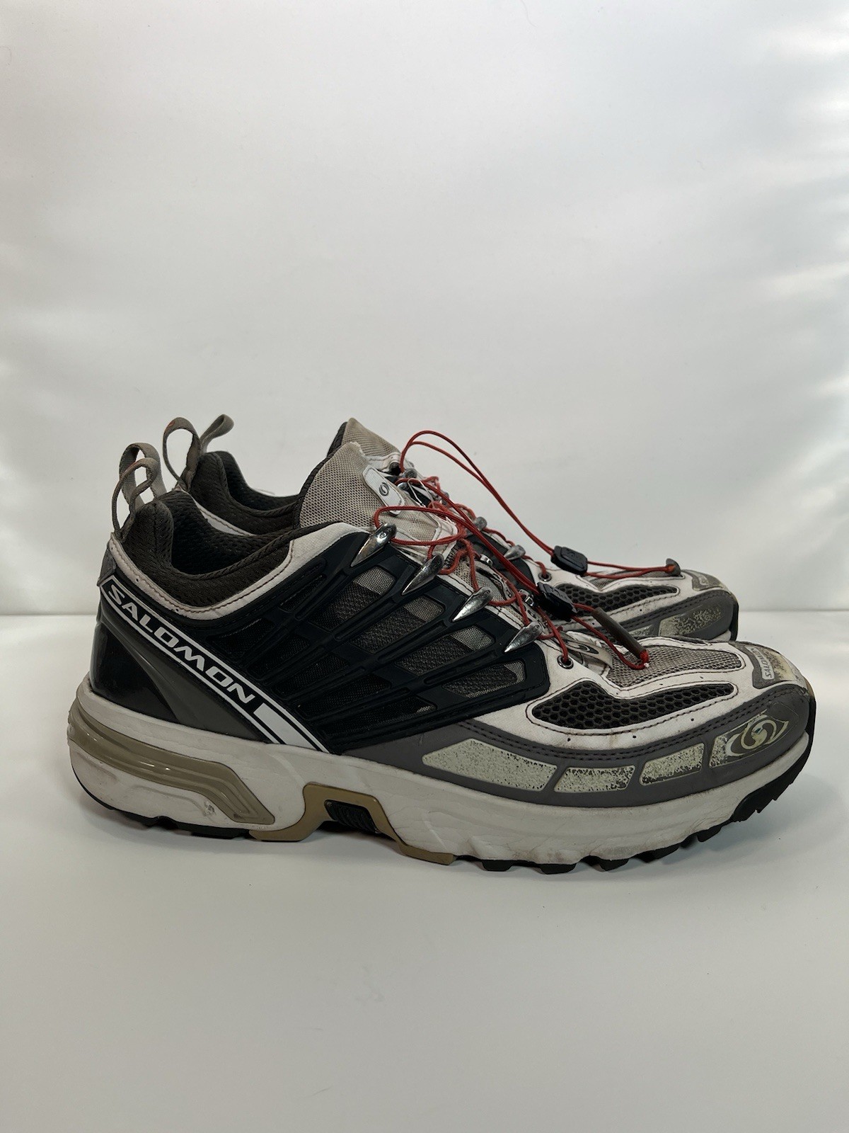 Salomon ACS Pro Advanced Peat Beluga Vintage Khaki US 12 nuovo con scatola 471322 bianco grigio