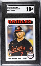 Jackson Holliday 2024 Topps Heritage #692 White Border Rookie RC SGC 10 Orioles