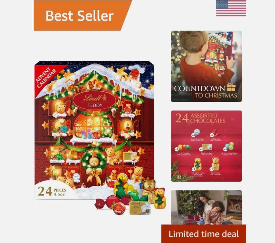 Oso de peluche chocolate calendario de adviento - dulces golosinas de Navidad, 4,5 OZ Foto 4 de 4