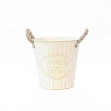 Distressed Metal Pail Planter Rustic Plant Holder Farmhouse Style for Garden
