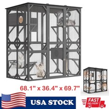Outdoor Catio Cat Enclosure with Scratch Post, Bridge, Large Window Cat House