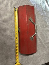 Vintage Red Metal Hip Roof Toolbox 15.5 Portable Socket Tool Box Chest Case Vintage Red Metal Hip Roof Toolbox 15.5 Portable Socket Tool Box Chest Case