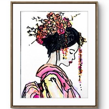 TITA PAINTZ Geisha Expressionist Portrait Hand Painted Art