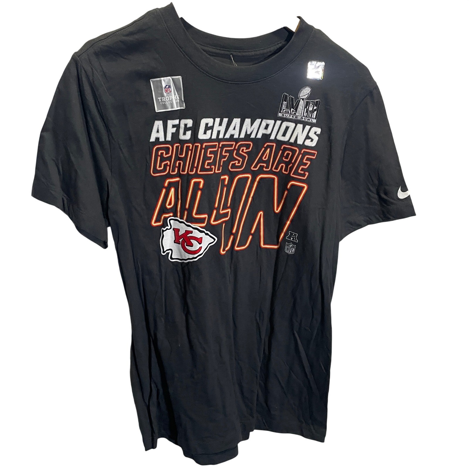 Nike Kansas City Chiefs AFC Champions Super Bowl LVIII T-Shirt Mens Small Black