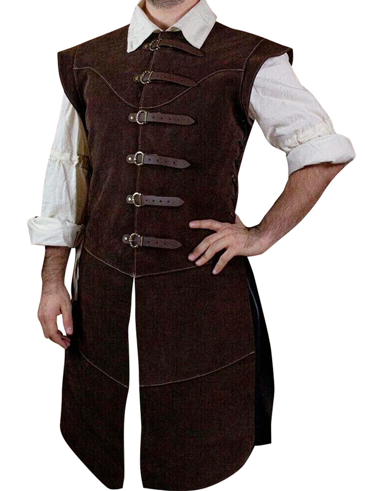 Halloween Caballero Medieval Cuero Túnica Larp Renacimiento Cosplay Vikingo D...