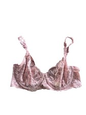 VTG Victoria's Secret Gold Label Made In USA pink Lace Bra 36D sheer unlined