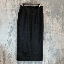 VTG Calvin Klein Women's Skirt Wool Cashmere Maxi 12 Gray Made in USA Front Slit