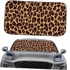 Windshield Sun Shade, Foldable UV Protection Car Sunshade, Front Window Leopard