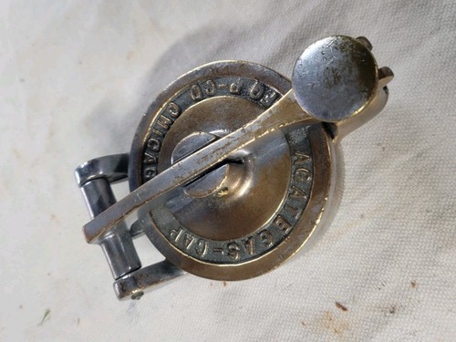 Vintage Solid Brass Agate GAS CAP early antique Cork fuel cover Chicago Coach