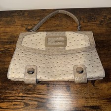 Guess Y2K Ostrich Satchel Hand Bag Purse EUC