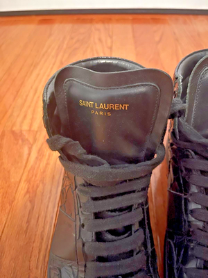 Men's Saint Laurent Paris Black Croc-Embossed Leather High Top