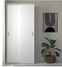 2 Door Sliding Wardrobe 77.6CM White New Free Delivery