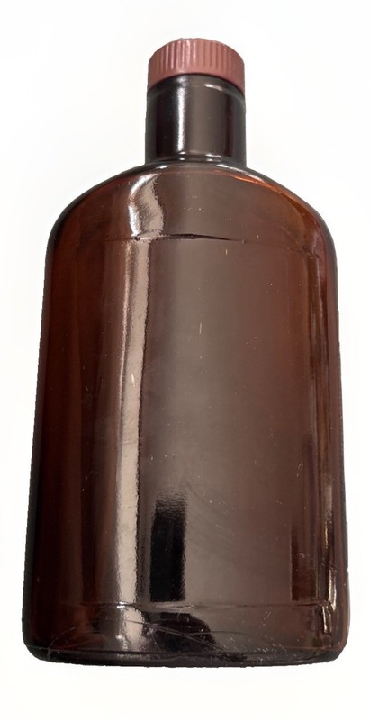 Vintage Amber Brown HALF PINT Bottle 8 oz Approx. Pharmacy Medicine Jar w/ Cap
