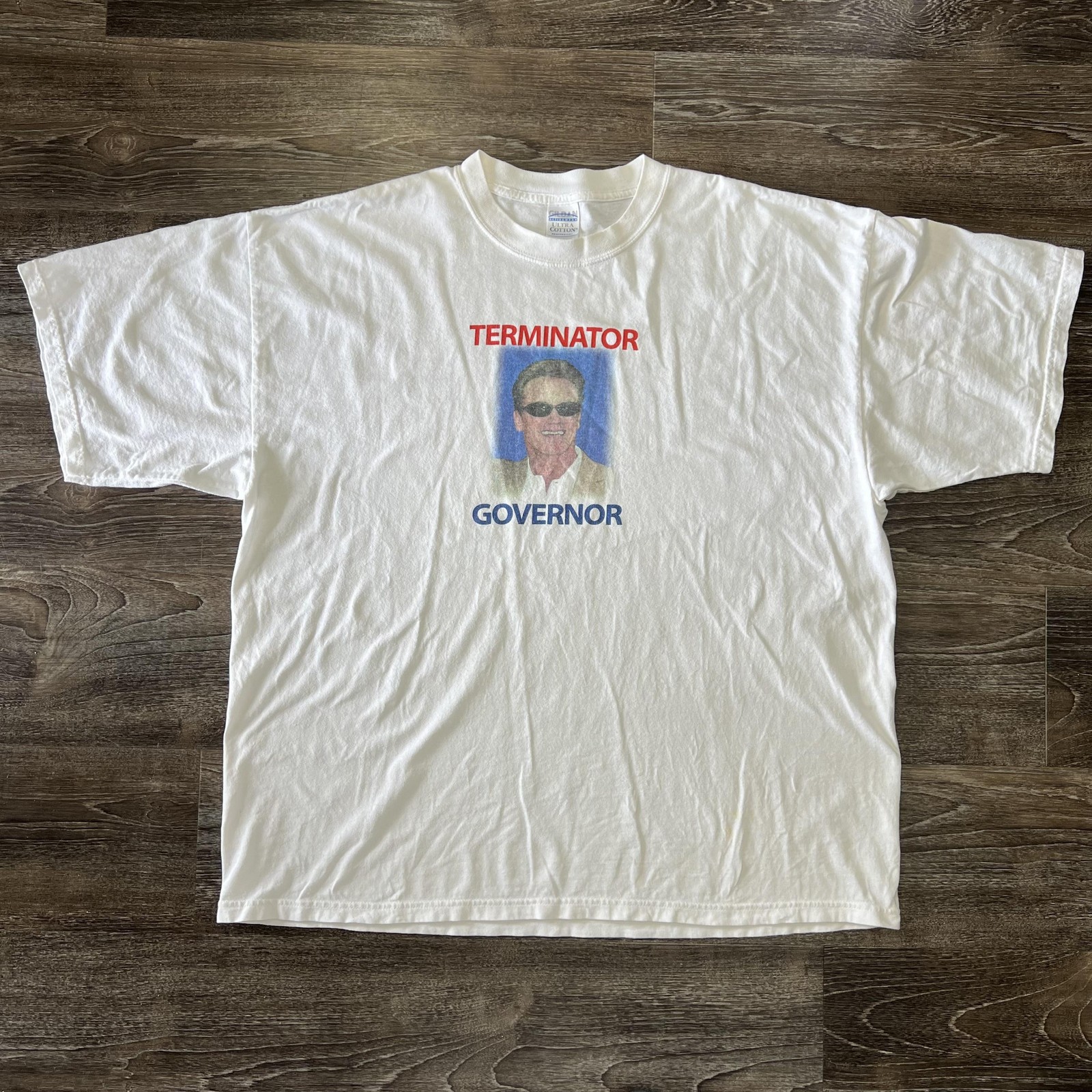 Vintage Terminator Governor Shirt Mens 2XL White NewsMax Political Arnold Y2K