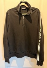 Michael Kors Men  s Pullover Sweatshirt Black Sz L Cotton Blend, Brand On Sleeve