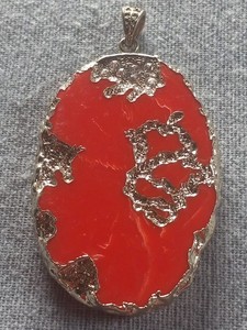 Estate Inherited Red Agate Large 2.75" Pendant-Silver Lay & 14 White Stones Set!